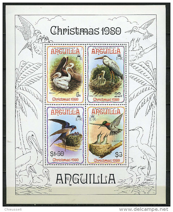 Anguilla ** Bloc N° 34 - Noël. Oiseaux - Anguilla (1968-...)