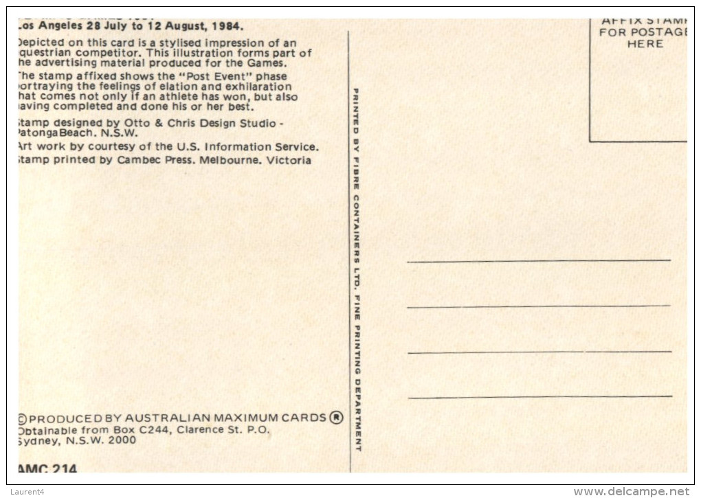 (999) Australia - Maxi-card - Maximum Card -  Australia Maximum Cards - Los Angeles 1984 Olympic Games (2 Cards) - Olympische Spelen