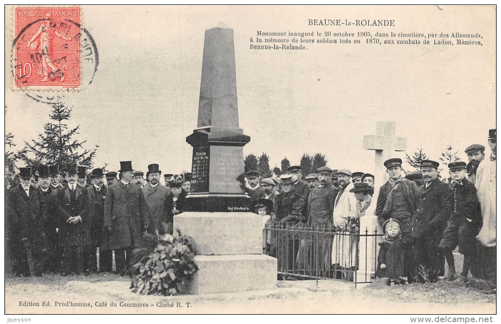 LOIRET  45   BEAUNE LA ROLANDE  GUERRE 1870 71  MONUMENT AUX MORTS ALLEMANDS INAUGURATION  20  OCTOBRE 1905  ALLEMAGNE - Beaune-la-Rolande