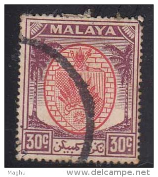 30c Negri Sembilan Used 1949 Series, 1955,   Definitive, Malaya, - Negri Sembilan