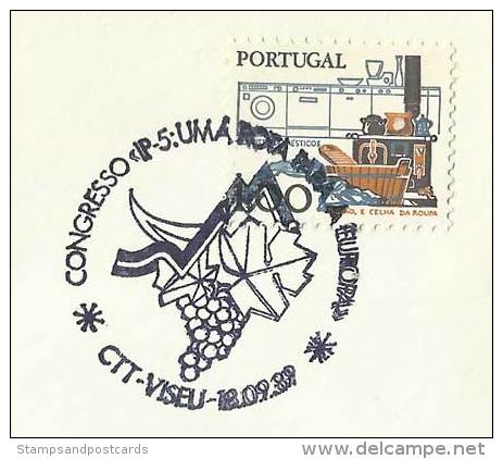 Portugal Cachet Commémoratif Congrès IP 5 Route Pour Europe Viseu 1989 Event Pmk Road Europa - Flammes & Oblitérations