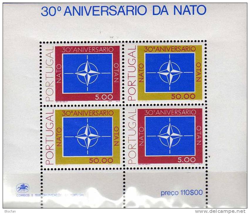 Windrose NATO 1979 Portugal 1439/0+Block 26 ** 8€ Beitritt Zum Bündnis Emblem Stern M/s OTAN Bloc Ss Stars Sheet Bf CEPT - NATO