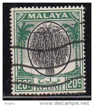 20c Black &amp; Green  Kedah Used 1950, Malaya, - Kedah