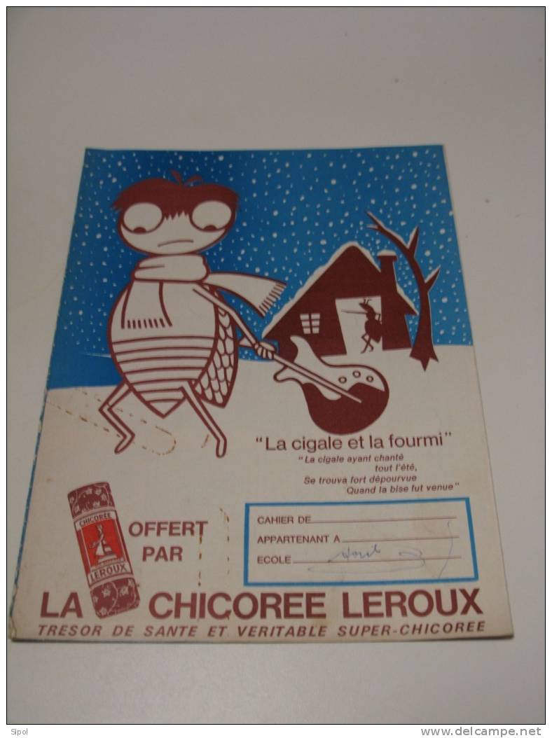 Chicorée Leroux  Protège Cahier Papier Ayant été Utilisé - C