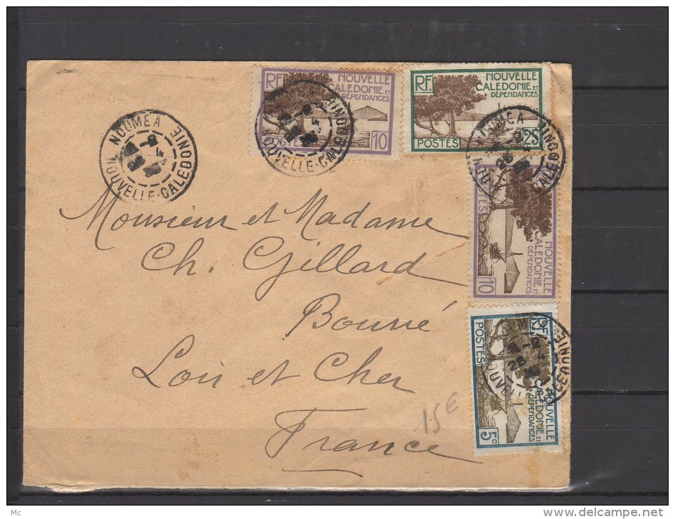 Nouvelle Calédonie  - N° 142 - 143 X2 Et 146 Obli.S/Lettre Entière Voyagée  -  1934 - Briefe U. Dokumente