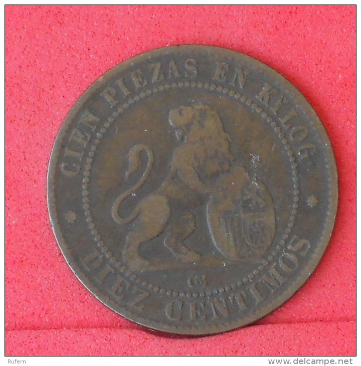 SPAIN  10  CENTIMOS  1870   KM# 663  -    (Nº07970) - First Minting