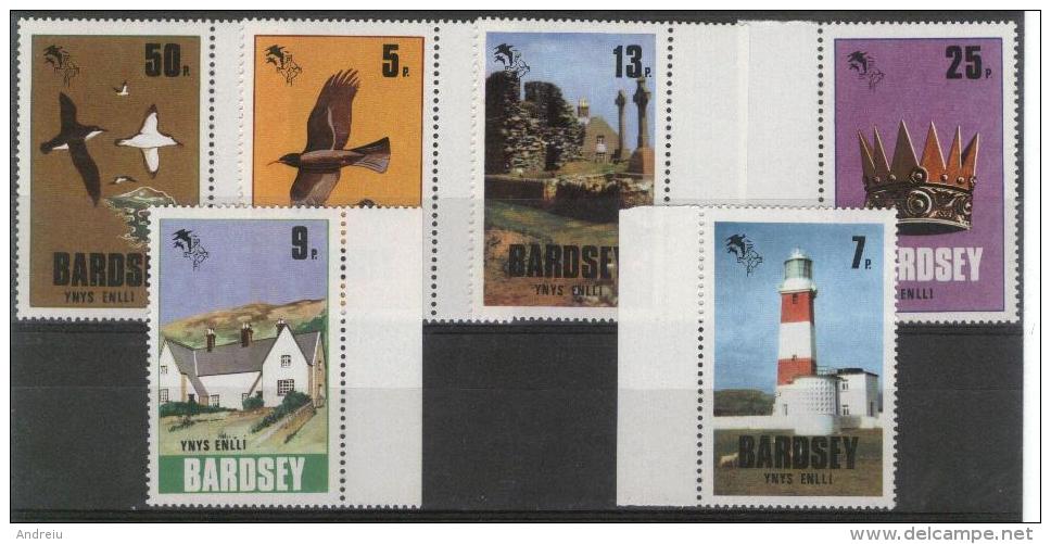 1979 Bardsey Island - Local Issue 6v. Lighthouse, Birds, Crown, Architecture, Tourism MNH - Albatros