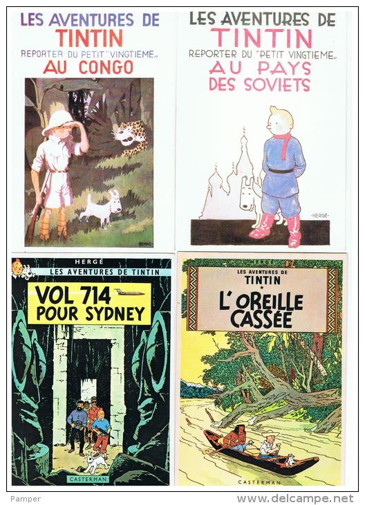 TINTIN  :  7  CARTES  POSTALES  -  NR  2/4/6/10/21/25/SOVJETS - Tintin