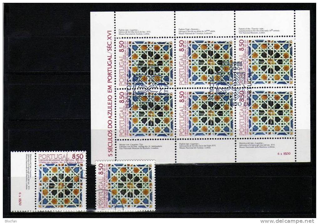 Azulejos-Wandkachel I 1981 Portugal 1535y+6-KB O 7€ Kathedrale Ciombra Muster Lacarias Bloque Hojita M/s Sheetlet Bf Art - Volledige & Onvolledige Vellen