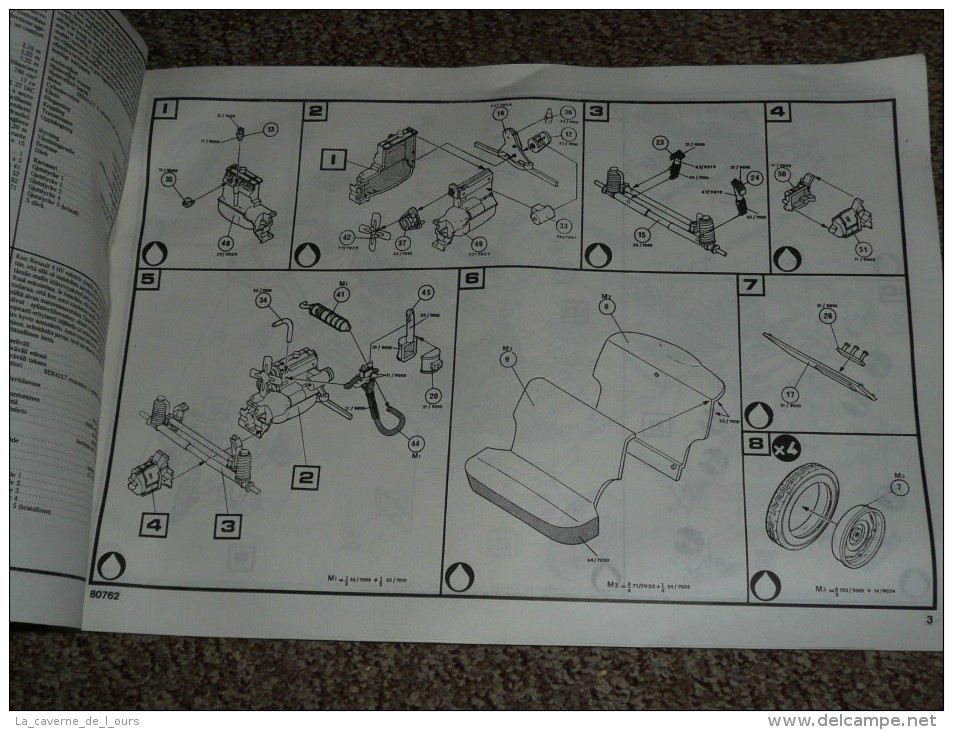 Ancienne Notice De Montage De Maquette Voiture RENAULT 4 CV 1/24e Heller Humbrol Jouet Jeu Ancien 4cv - Sonstige & Ohne Zuordnung