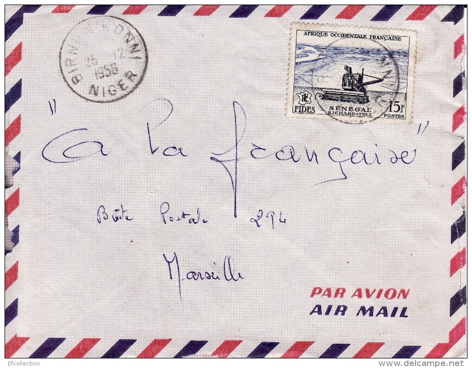 BIRNI NKONNI NIGER AFRIQUE COLONIE FRANCAISE LETTRE PAR AVION POUR FRANCE STAMP TIMBRE RICHARD TOLL MARCOPHILIE - Storia Postale