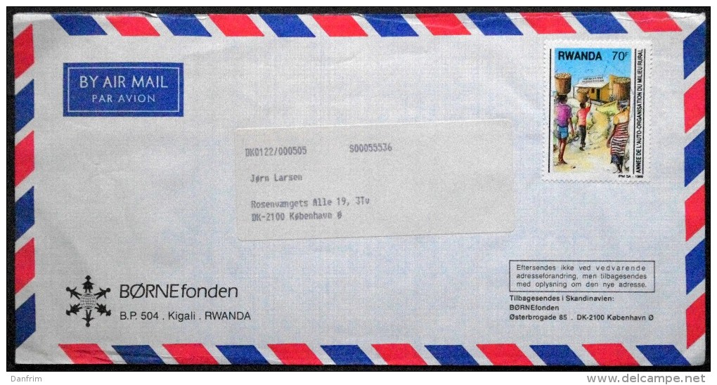 Rwanda Air Mail Cover Sent To Denmark  ( Lot 3675 ) - Other & Unclassified