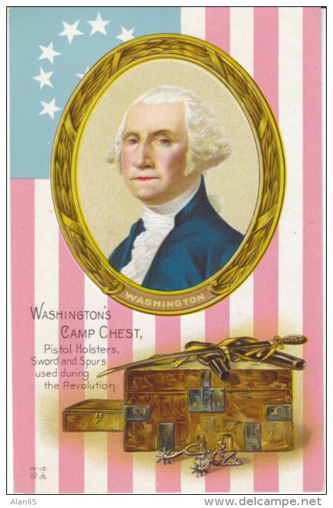 US President George Washington Camp Chest Revolutionary War, C1900s Vintage Embossed Postcard - Presidents