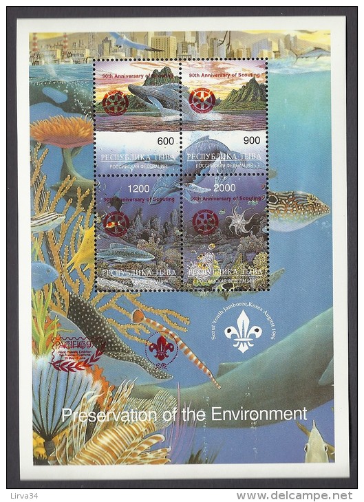 TIMBRES ANIMAUX DU MONDE-  KORÉE- BLOC 4 TIMBRES NEUFS**- BALEINES ET FONDS MARINS- ROTARY INTERNATIONAL 1997 - Baleines