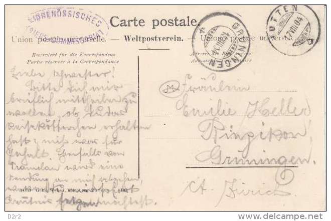 HUTTEN-L'EGLISE-ANIMEE-VACHES- -17.08.1904-TTB-CACHET KRIEGS KOMMISSARIAT - Hütten