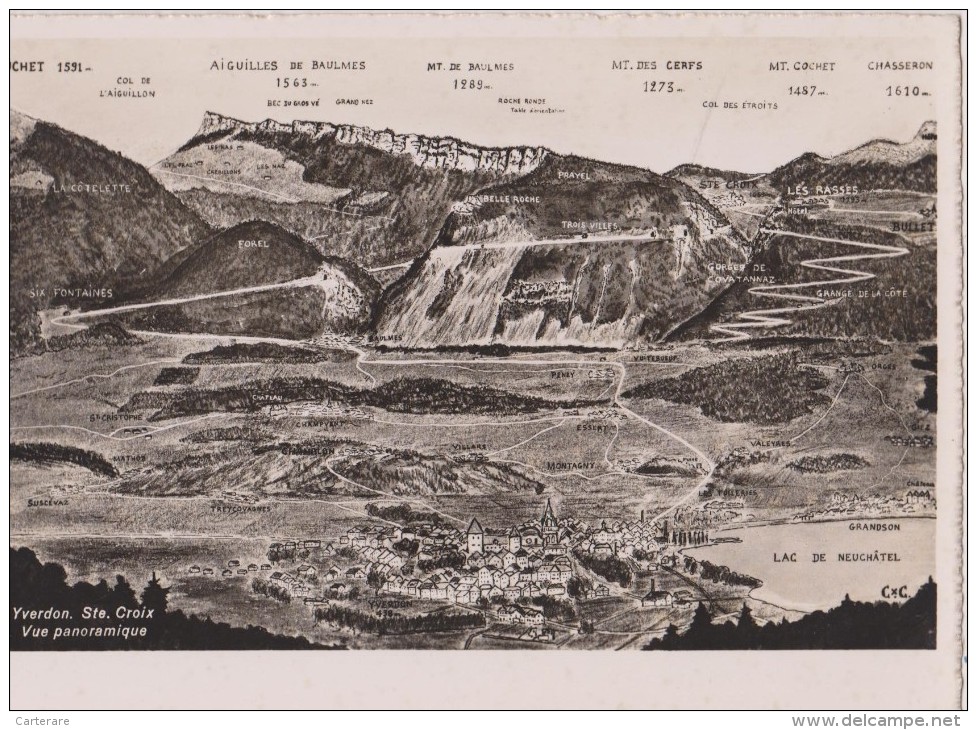 SUISSE,SCHWEIZ,SVIZZERA,S WITZERLAND,HELVETIA,SWISS ,vaud, YVERDON LES BAINS,CARTE MAP,plan,sainte Croix,photo Deriaz - Yverdon-les-Bains 