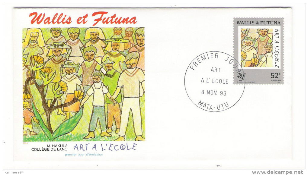 WALLIS Et FUTUNA / TAHITI / POLYNESIE FRANCAISE / ART à L' ECOLE / M. HAKULA , COLLÈGE DE LANO / Timbre De 52 F. En 1993 - FDC