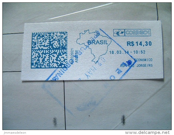 Brazil 2014 Cover To Nicaragua - Machine Franking - Map - Lettres & Documents