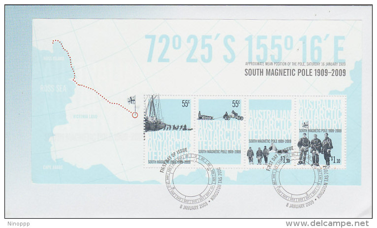 Australian Antarctic Territory 2009 South Magnetic Pole 100 Years MS FDC - FDC