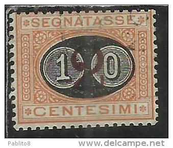 ITALIA REGNO ITALY KINGDOM 1890 1891 SEGNATASSE TAXES DUE TASSE MASCHERINE CENT. 10 SU 2 USATO USED - Taxe