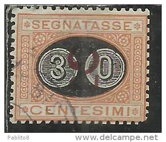 ITALIA REGNO ITALY KINGDOM 1890 1891 SEGNATASSE TAXES DUE TASSE MASCHERINE CENT. 30 SU 2 USATO USED - Taxe