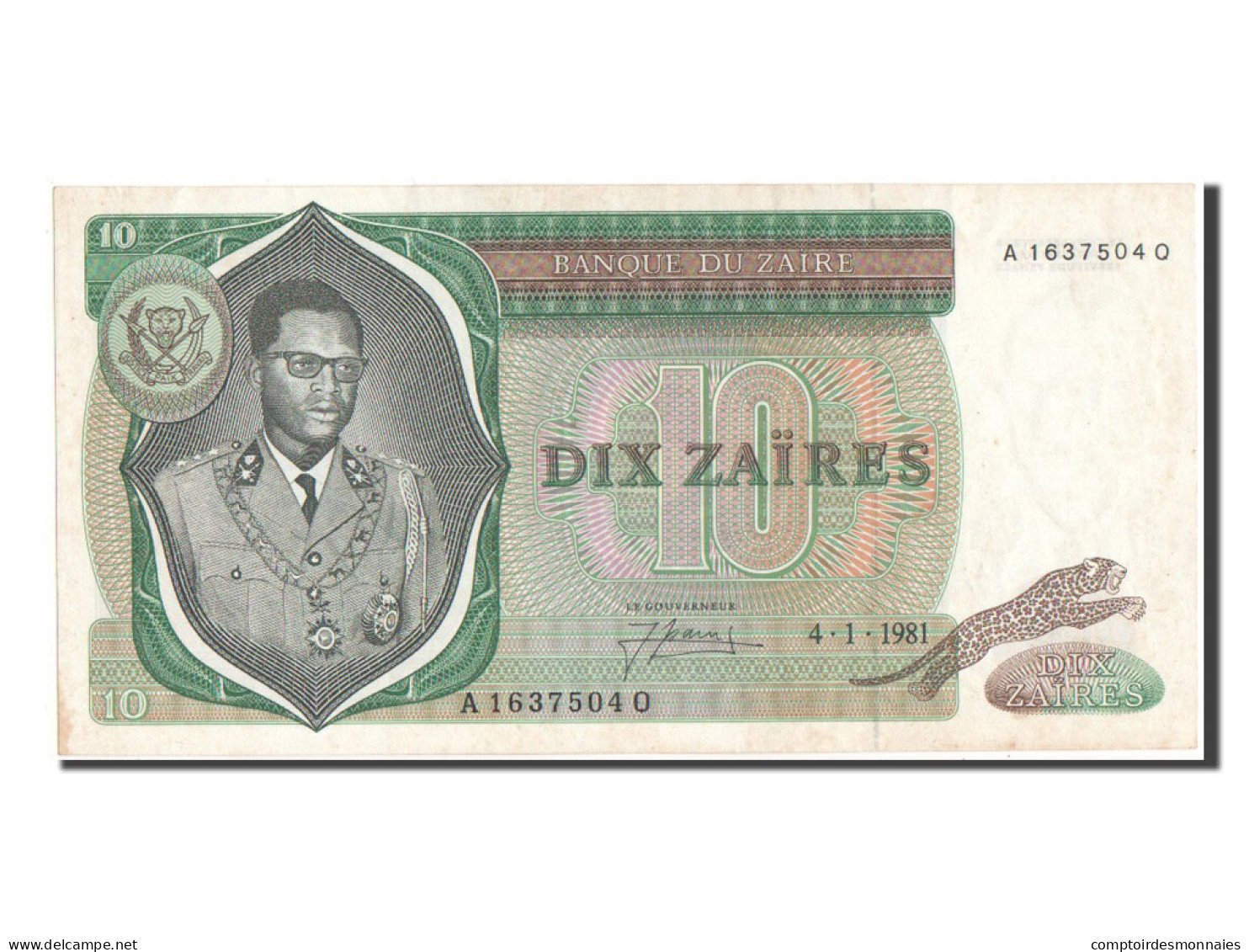 Billet, Zaïre, 10 Zaïres, 1981, 1981-01-04, SUP+ - Zaire