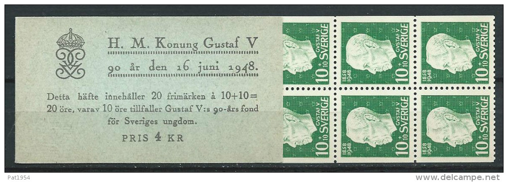 Suède 1948 Carnet C344 Neuf. 90 Ans Du Roi Gustav V - 1904-50