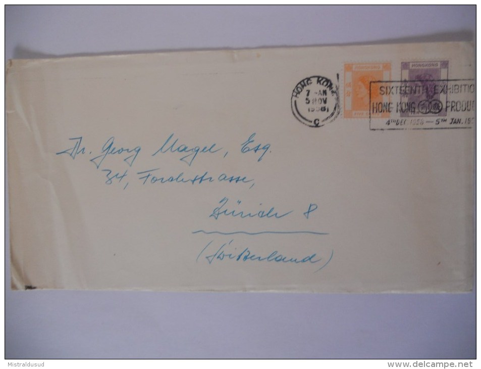 Hong Kong Lettre De 1958 Pour Zurich - Cartas & Documentos