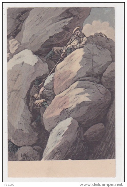 CILIMBING, C. MOOSOE, OLD ORIGINAL VINTAGE POSTCARD - Climbing