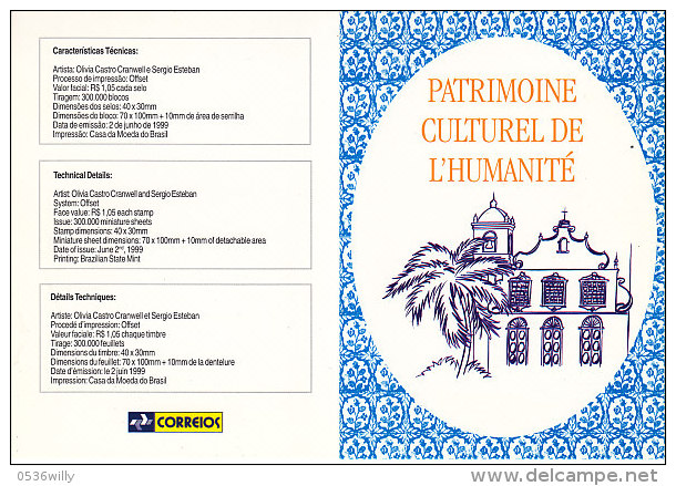 Brasilien 1999. Faltkarte Mit Block "Patrimonio Cultura Da Humanidade" 5.583) - Covers & Documents