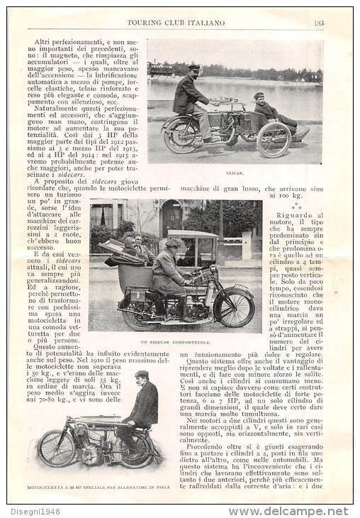 02205 "LA MOTOCICLETTA E LA SUA STORIA - TOURING CLUB ITALIANO ESTRATTO DALLA RIVISTA ". ORIGINALE. - Motorräder