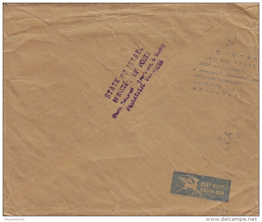 Israel Par Avion MINISTRY OF POSTS Jerusalem Cover Lettera To Denmark Printed Matter (2 Scans) - Poste Aérienne