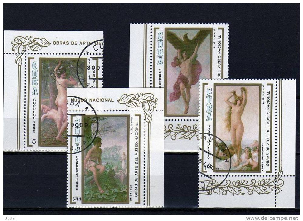 Gemälde 1990 National-Museum Menocal Kuba 3402/5 ER+Block 121 D O 15€ Erotic Blocchi M/s Painting Bloc Art Sheet Bf Cuba - Lots & Serien