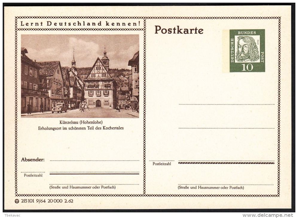 Germany 1962, Illustrated Postal Stationery "Kunzelsau", Ref.bbzg - Bildpostkarten - Ungebraucht