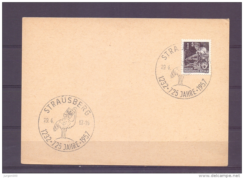 D.D.R. - 725  Jahre  Strausberg - 29/4/57   (RM6413) - Ostriches