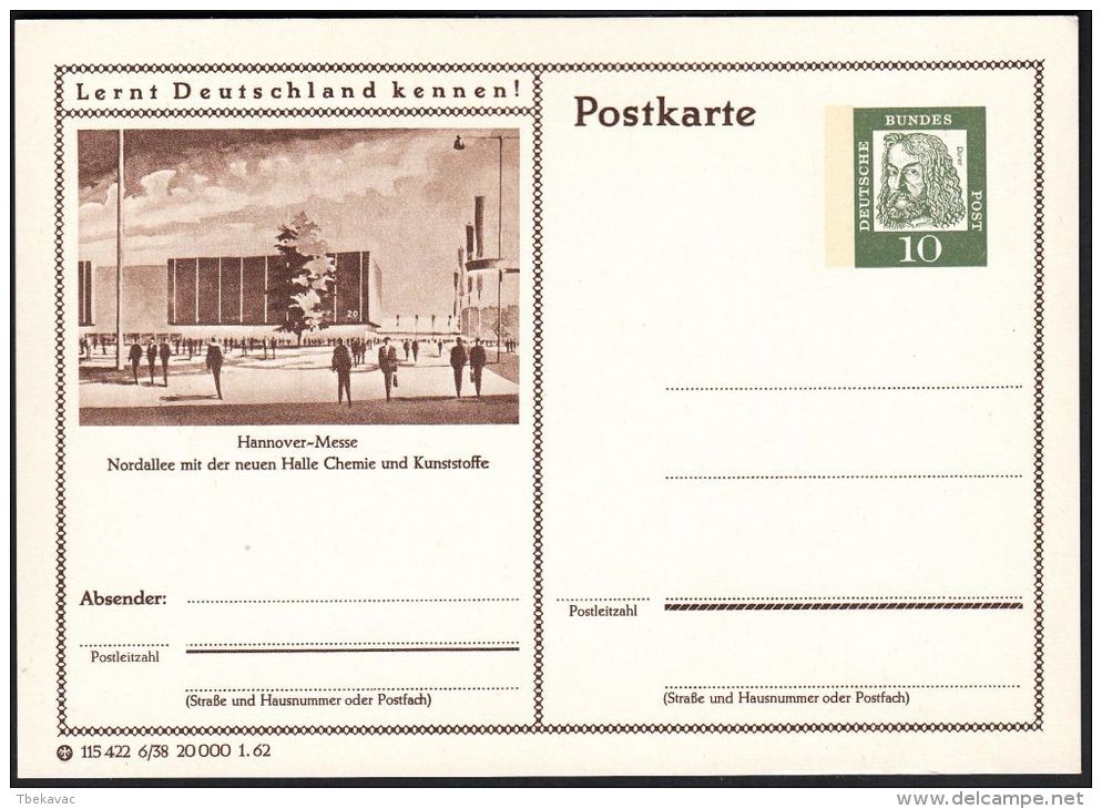 Germany 1962, Illustrated Postal Stationery "Hannover Fair", Ref.bbzg - Bildpostkarten - Ungebraucht