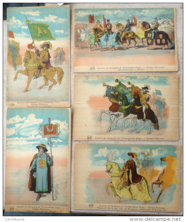 Cp LOT 6X Litho Illustrateur LEGIA  MAT Souvenir Centenaire Independance Belge Cortege Historique Toison HASSELT - Collections & Lots