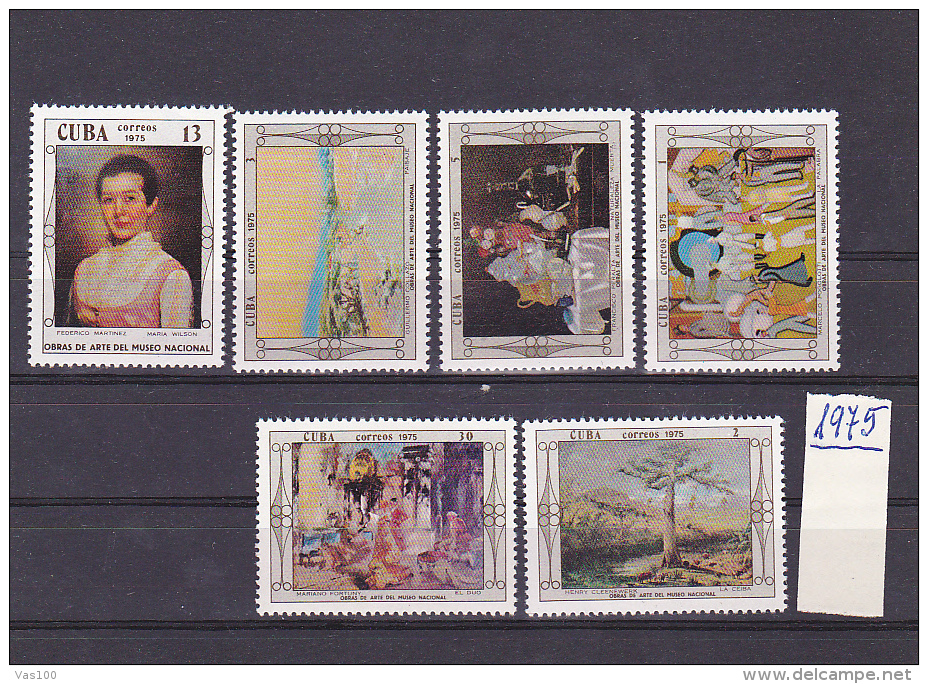 NATIONAL MUSEUM ART, PAINTING, MNH**, 6 STAMPS, 1975, CUBA - Neufs