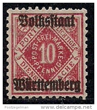 WURTTEMBERG, 1919, Unused, Without Glue, Stamp(s) Dienst 138, #16101 - Ungebraucht