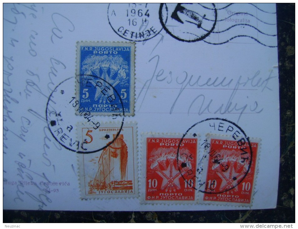 Skadarsko Jezero,grad Zabljak-seal Cetinje;Cerevic-5+2x10din Porto+5din Porto-1964   (2759) - Covers & Documents