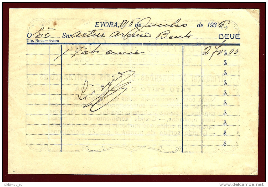 PORTUGAL - ARMAZEM DE FAZENDAS NACIONAIS E ESTRANGEIRAS - EVARISTO E DIMAS - 1930 OLD INVOICE - Portugal