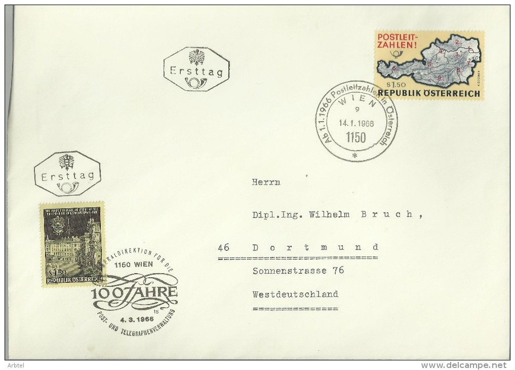 AUSTRIA  CC FDC CODIGO POSTAL Y DIRECCION GENERAL DE CORREOS Y TELEGRAFOS - Zipcode