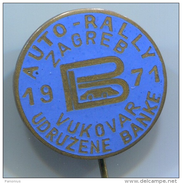 AUTO RALLY - Zagreb Vukovar, Croatia, 1971. Vintage Pin, Badge, Enamel - Car Racing - F1