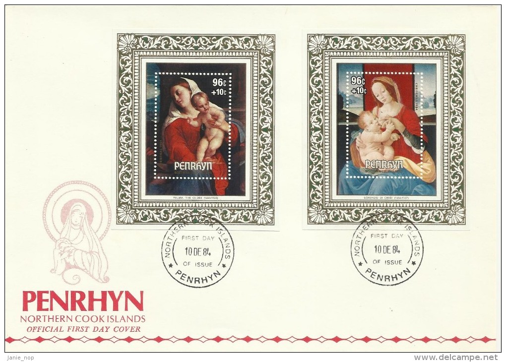 Penrhyn 1984 Christmas Souvenir Sheet FDC - Penrhyn