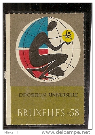 BRUXELLES-EXPOSITION UNIVERSELLE 1958-VIGNETTE OFFICIELLE-LOGO-expo 58-world Fair- - 1958 – Brussel (België)