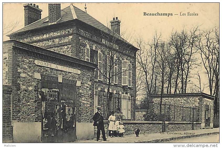 Val D´ Oise - P 541 - Beauchamps - Beauchamp -  Les Ecoles - Pompe A Incen Die  - Pompiers -  Carte Bon Etat - - Beauchamp