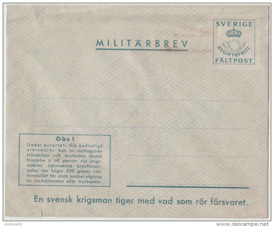 SVEZIA - SWEDEN - SVERIGE - MILITÄRBREV FÄLTPOST - Entier Postal - Postal Stationary - New - Military