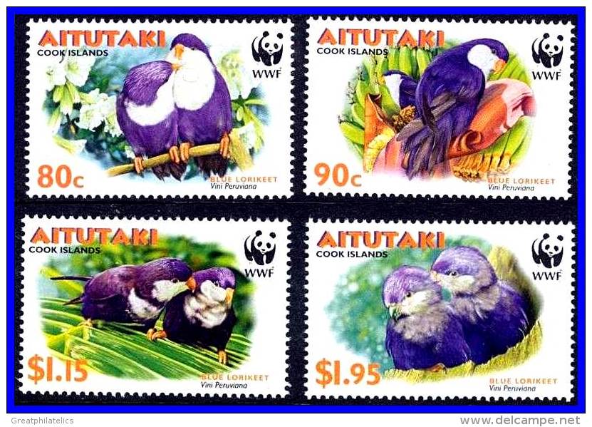 AITUTAKI 2002 WWF BIRDS PARROTS SC#533-36 MNH - Aitutaki