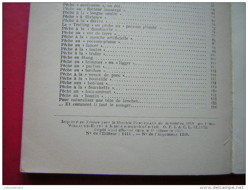 LIVRE SUR  LA PECHE DE RAOUL RENAULT  LE BROCHET  SES MOEURS SES PECHES   EDITIONS BORNEMANN 1959 - Fischen + Jagen