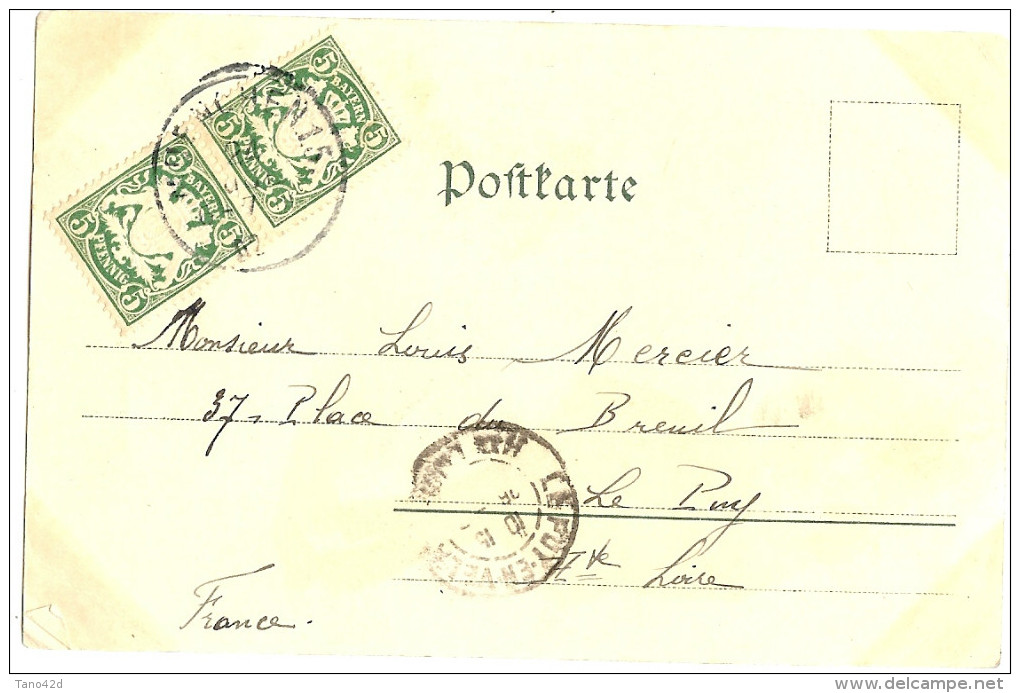 LBR35B - BAYERN - ARMOIRIES 5pf EN PAIRE VERT. SUR CPA VOYAGEE - Covers & Documents